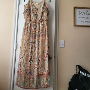 CHICO'S Contrast Paisley Maxi Dress size M BOHO